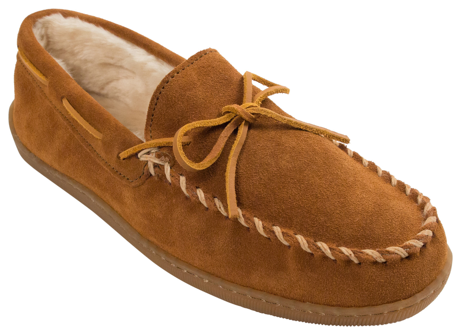 Minnetonka Moccasin Pile-Lined Hardsole Mocs for Men - Brown - 13M 8590₽