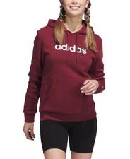 adidas Women's Fleece Linear Logo Pullover Hoodie Shadow Red XS