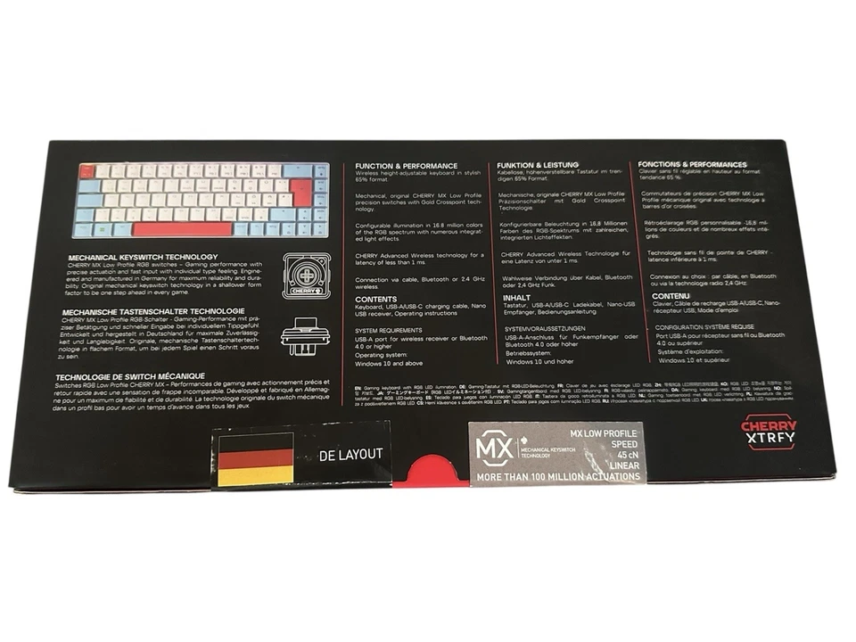 Kompakte Gaming Tastatur CHERRY MX-LP 2.1 Compact Wireless - Low Profile Switch - Bild 2 von 3