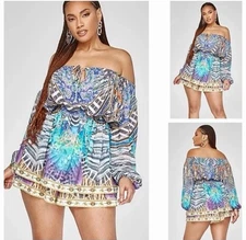 Garnerstyle X FTF Fashion To Figure Off-the-Shoulder Print Romper Plus Size 4X