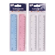 2 Plastic Rulers - Stationery 6 Inch/15cm Pack School Office Home Study College