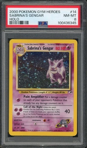 Pokemon PSA 8 NM-MT Gym Heroes Holo Sabrina's Gengar 14/132