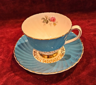 Ridgway Royal Adderley England Fine Bone China Cup & Saucer Set Blue Gold