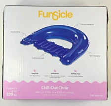Funsicle Blue Chill-Out Chair Inflatable Pool Float with Drink Holder *READ*