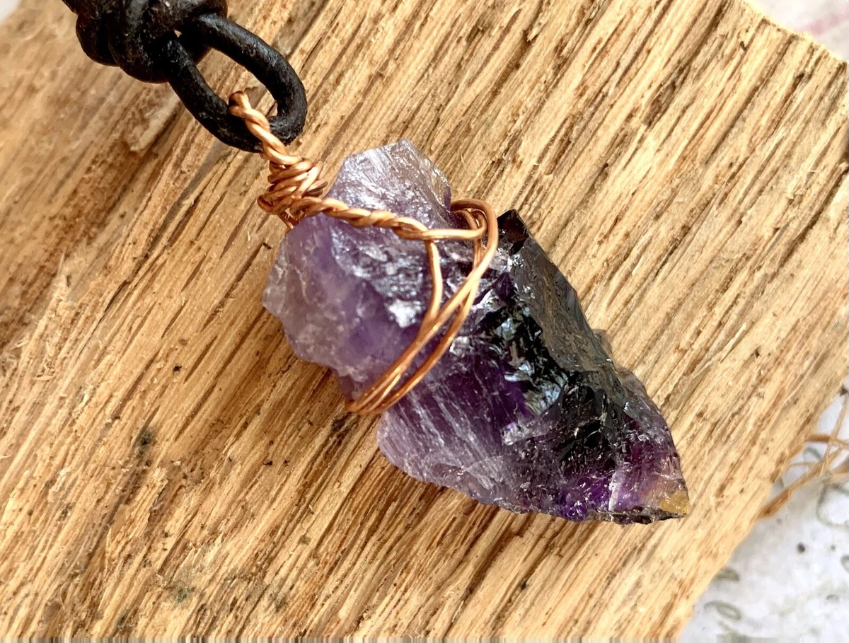 Amethyst leather best sale necklace