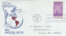 895 3c PAN AMERICAN UNION - Clifford cachet - sent to Canada