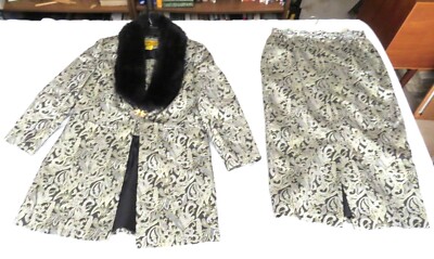 Psalm CIV Black & Silvertone Three Piece Skirt Suit Size 14W