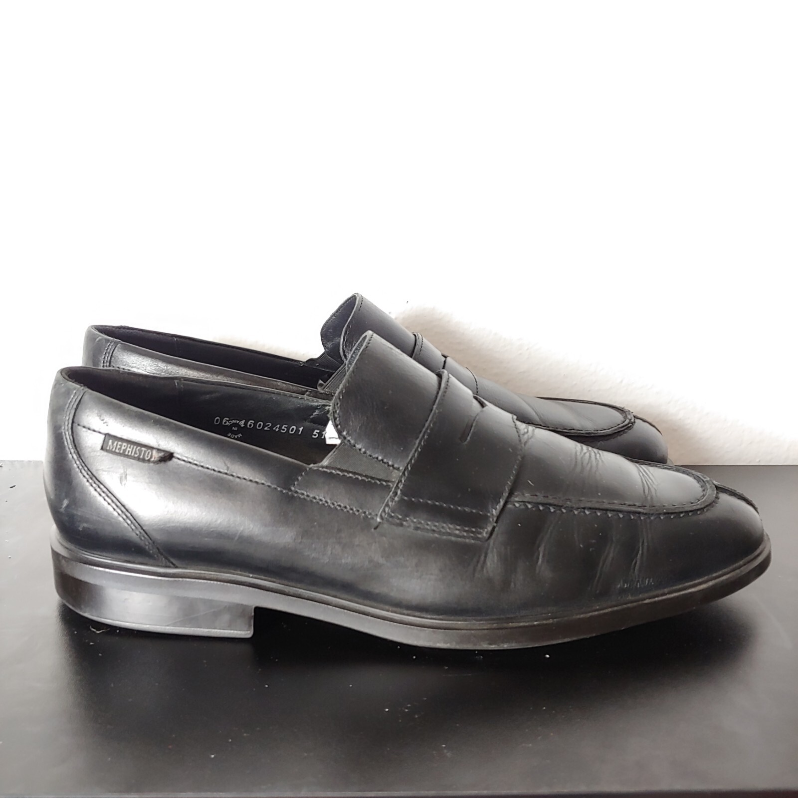 SAOLA Mocassini Penny Mephisto Kurtis in pelle nera da uomo taglia 11 5 $389 scarpe eleganti