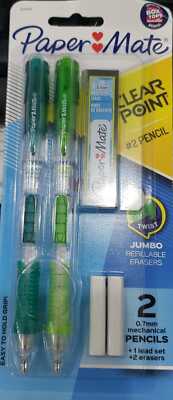 Paper Mate Clear point Mechanical Pencils, 0.7mm, #2, Fashion Barrels, 2 Count