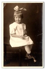 Early 1900s- Girl w/ Rose Studio Portrait- Real Photo Postcard *RPPC* (UnPosted)