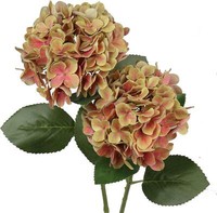KüNstliche Real-Touch Hortensie Blumen Hydrangea Kunstzweige 2Er Set DunkelgrüN