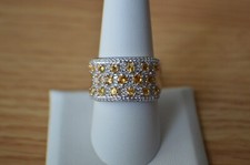 3.20ct Spessartite Mandarin Garnet / Zircon Ring Rhodium over Fine Silver Size 9