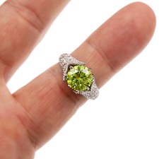 Lime Green CZ Rhodium Over Sterling Silver Ring Size 8