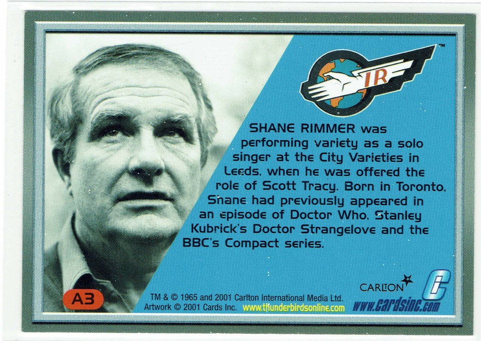 Thunderbirds Cards Inc 2001 Autograph Card A3 Shane Rimmer as Scott ...