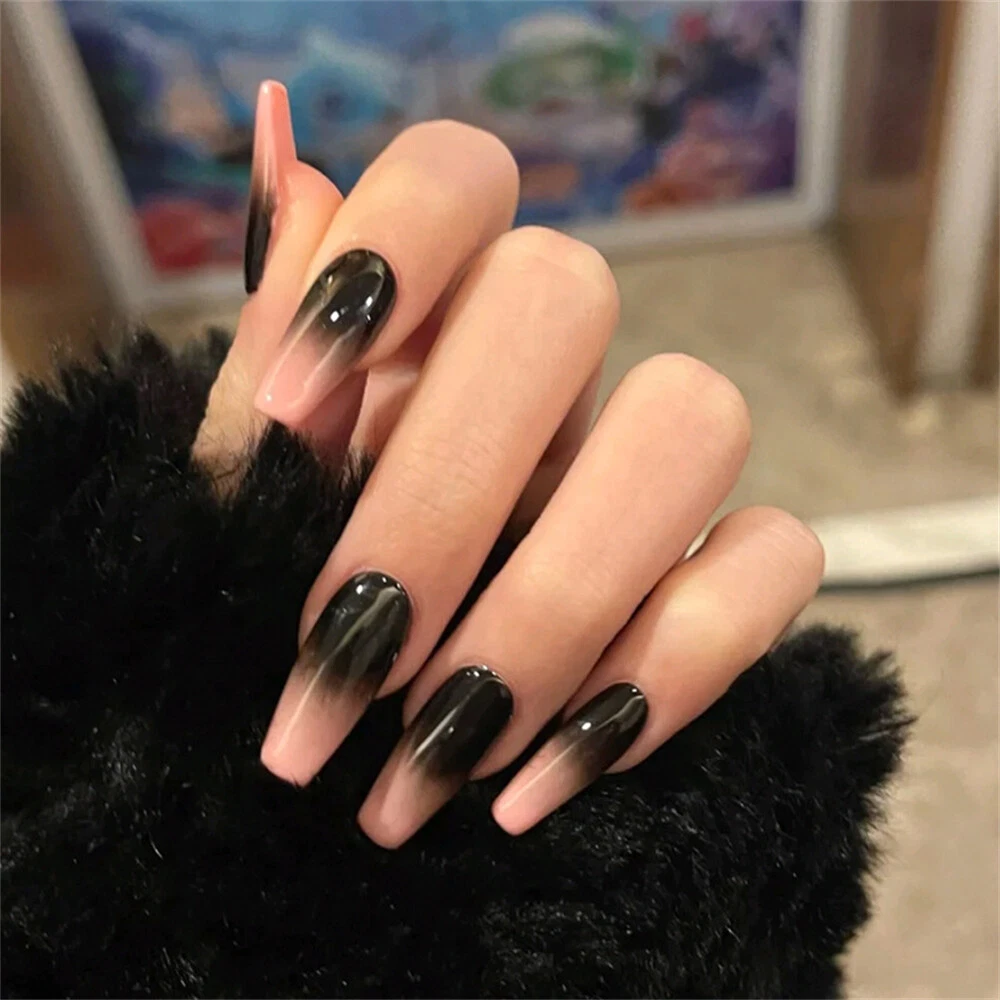 Press on Nails Moon Nails Pink Black Nails Luxury Press on Nails Gel Nails  Acrylic Nails Chain Nails False Nails Star - Etsy