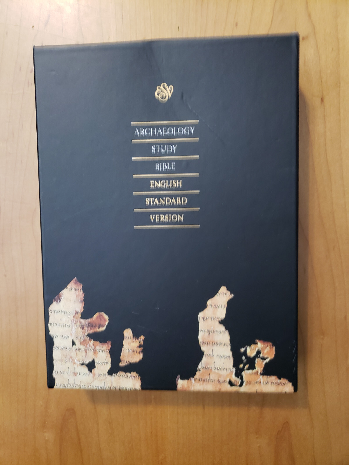 ESV Archaeology Study Bible Leather Bound Paperback in Box Good Condition  