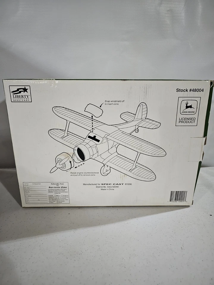 Rare- New In Box, John DEERE Beech D17 Staggerwing Bank Diecast Metal Limited. - Image 2 of 4