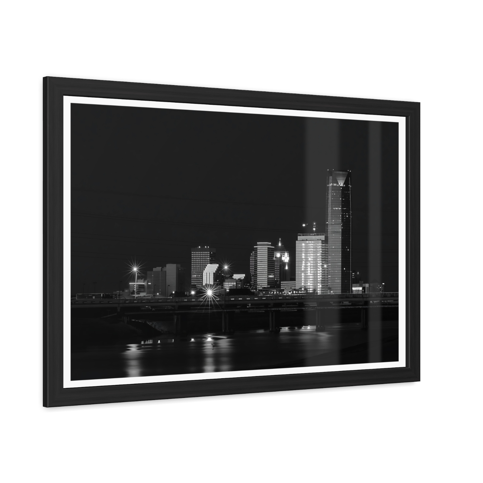 Modern Skyline Architecture Wooden Framed Print - Urban Wall Art for Home & Office Decor