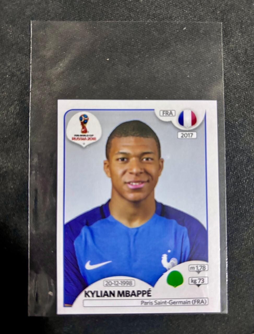 2018 Kylian Mbappe World Cup Rookie Sticker Black Back #209
