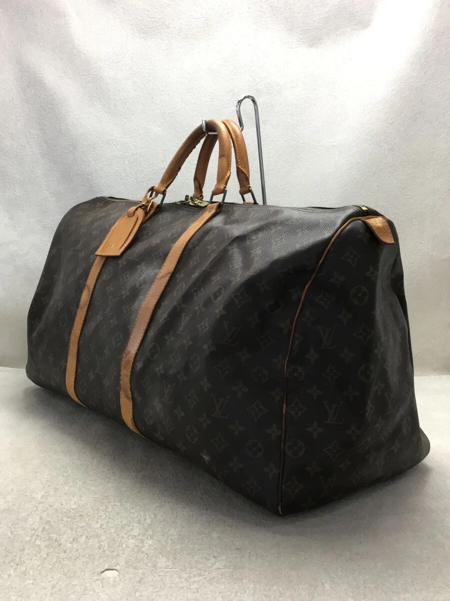 Louis Vuitton Monogram Keepall 60 Brown Leather Duffle Bag