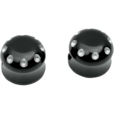 Covingtons Customs Black Dimpled Front Axle Caps Harley Softail FLH FXDWG XL
