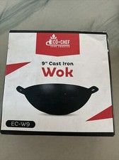 Eco+Chef czarny żeliwny wok mini 9" kuchnia jadalnia przyjazna dla środowiska