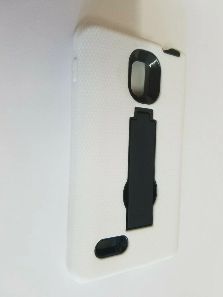 白色混合橡胶硬外壳 保护套 支架 适用于 T-Mobile Optimus L9 P769 MS769 — 第 2/4 张图片