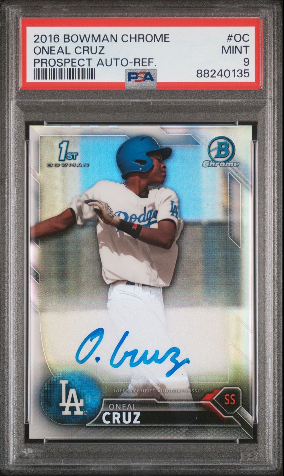 2016 Bowman Chrome 1st Autograph Refractor /499 Oneal (Oneil) Cruz RC Auto PSA 9