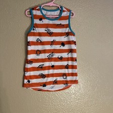 Wonder Nation Small 6-7 Boys Tank Top Nautical Beach themed  white and Blue