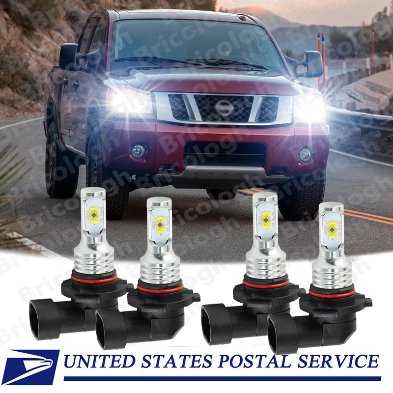 For Nissan Titan 2004-2015 4x Combo LED Headlights High Low Beam Bulbs 6000k