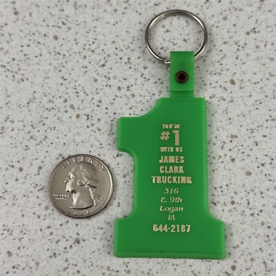 James Clark Trucking Logan Iowa #1 Green Keychain Key Ring #50061