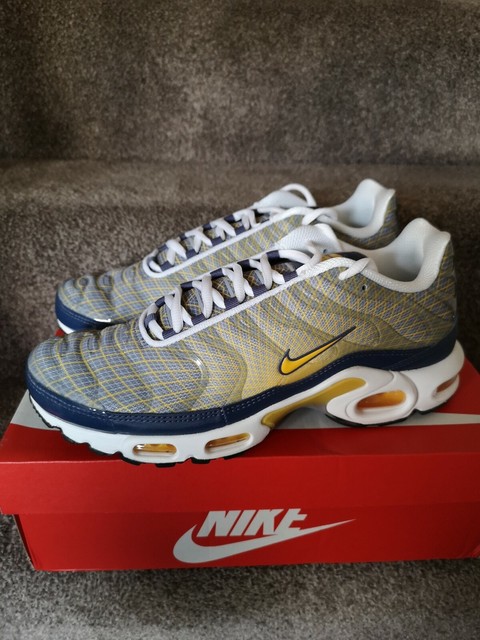 nike air max plus og steel spun yellow & white