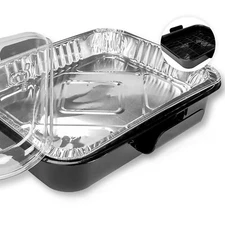 Aluminum Foil Carrier Casserole Dish Food Pans Lid Serving 2 Foil Pans BLACK