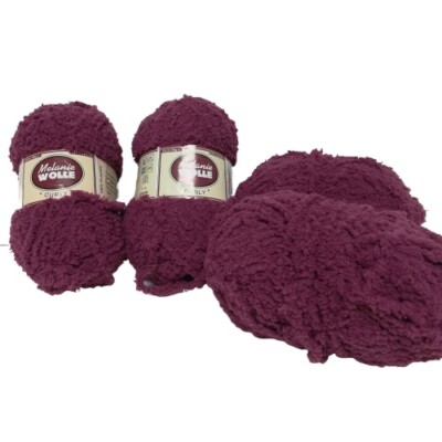Melanie Wolle Partie-Nr Curlie  Yarn Lot of 4 Skeins 100% Polyester PLUM colored