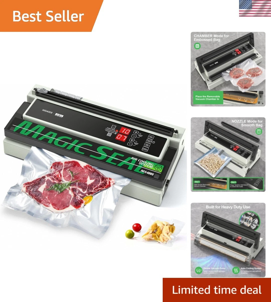 Magic Seal 16-Inch Commercial Vacuum Sealer with Double Pump & Cooling System
Opens in a new window