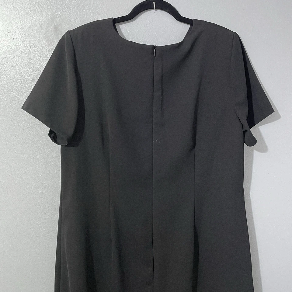 Vtg Black Midi Dress Asymmetrical Sheer Ruffle 18W USA 90s Grunge Goth Y2K - Image 4 of 4