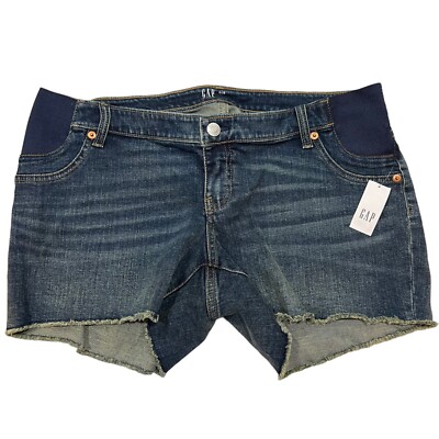 NWT GAP Maternity Denim Cutoff Shorts Sz 6/28 Medium Wash Stretch #687414 