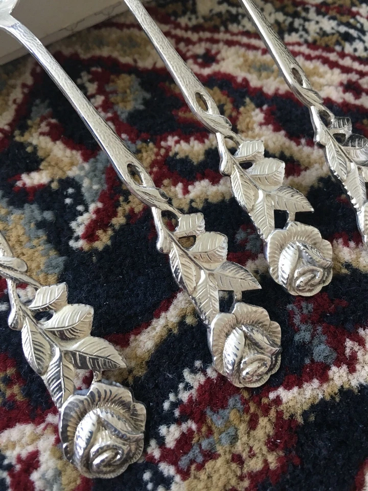 Середина века оригинальный винтажный Antiko 100 hildesheimer роза десерт ложки комплект (6) - Изображение 3 из 4