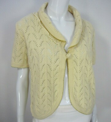 Mudo Collection Women Knitwear Crochet cardigan sweater Size L large Ivory 