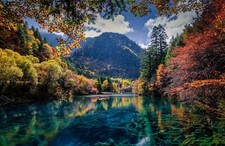 Landscape nature water fall mountains trees Custom Gaming Mat Desk