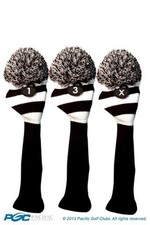 1 3 X Classic BLACK WHITE KNIT POM golf club Headcover vintage Head covers Set