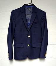 Crewcuts J Crew Thompson Blazer Wool Boys 14 Navy Blue Jacket Gold Anchor Button