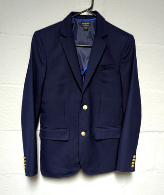 Crewcuts J Crew Thompson Blazer Wool Boys 14 Navy Blue Jacket Gold Anchor Button