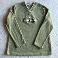 Croft & Barrow Women's Medium Green Vintage Winter Wonderland Deer Sweater
