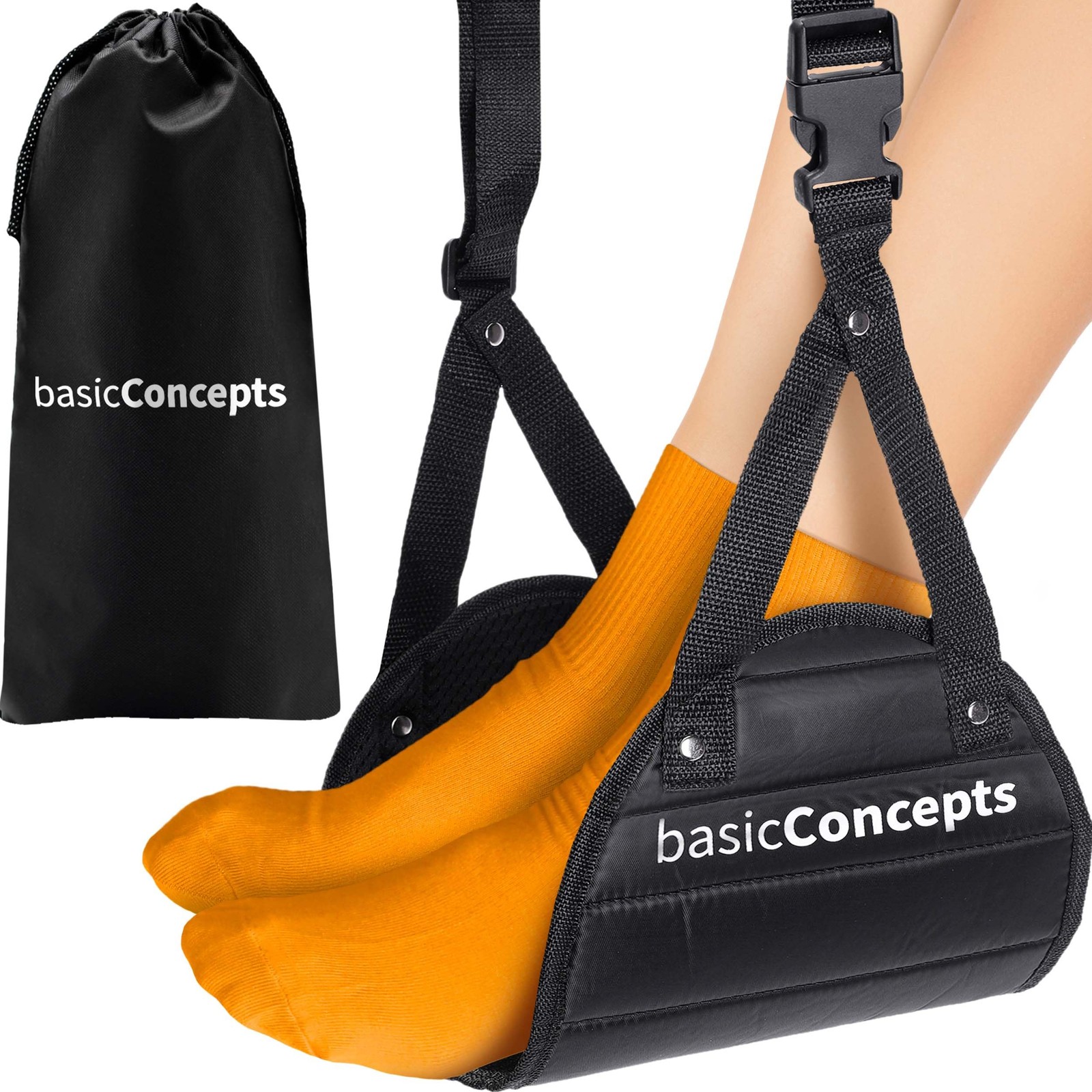 BASIC CONCEPTS Airplane Foot Hammock for Plane Travel Essentials - Airplane
