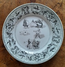 CHOISY LE ROI ASSIETTE ANCIENNE A REBUS DEMIE PORCELAINE TBE 20,7 cm
