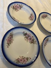Four Antique Porcelain Floral Bowls Marked On Bottom 9 1/2 Inches Wide
