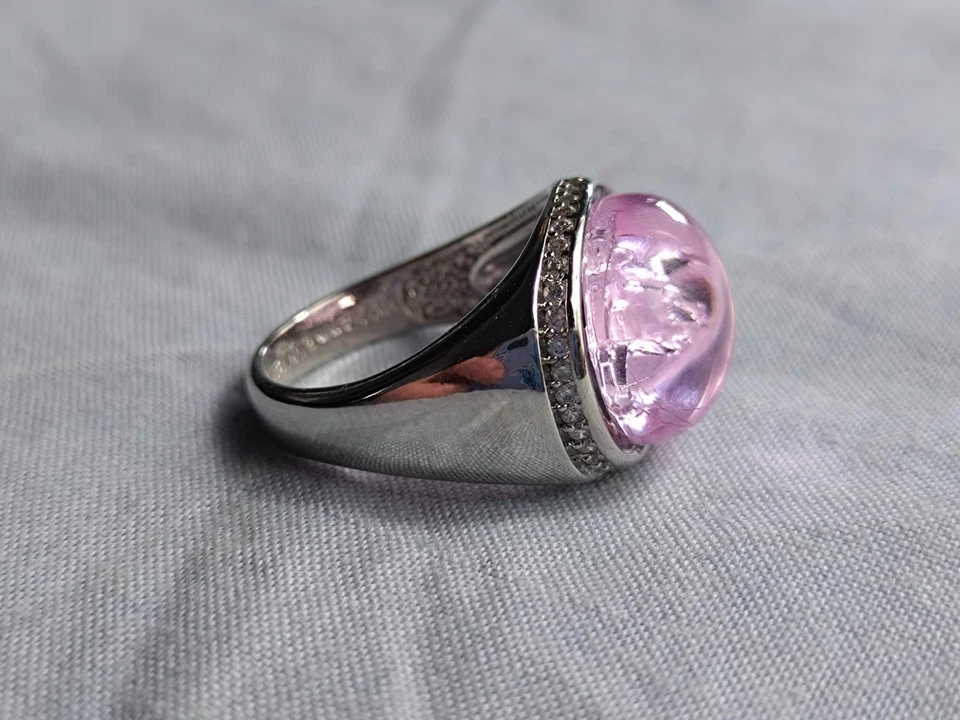 Vivienne Westwood Silver Ring with Pink Glass Orb UK Size N 1/2 - Image 4 of 4
