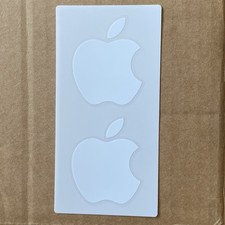 Genuine OEM Apple Logo Sticker Decal White 2  W x 2.5  H  2 Stickers on Sheet