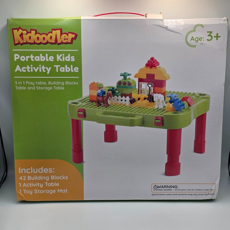 3 in 1 Children's Table Building Blocks,  Storage Mat, Playing Fun 42 Blocks